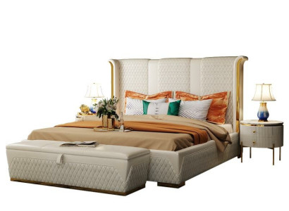 Double bed Classic s Bed Designer Upholstery Beds Frame Textile Leather White